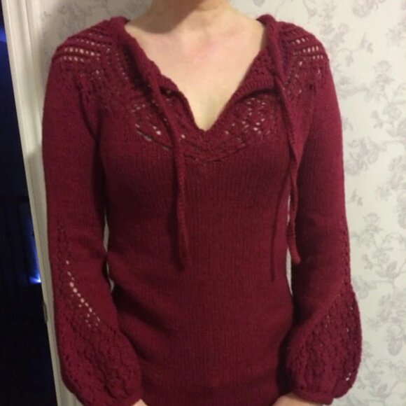 Burgundy Wool Sweater by Express - Picture 3 of 9